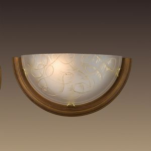 Бра настенное PROVENCE BROWN т.орех дерево с золотой патиной/золото//белый/декор E27 100W 220V арт.003 ― ТРИ ПЛАФОНА