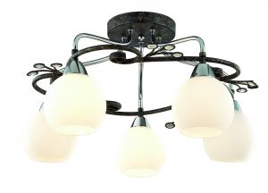 Потолочная люстра SIVILLA венге/плафон стекло E14 5*40W 220V 2851/5C ― ТРИ ПЛАФОНА