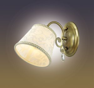 Бра декоративное с абажуром SOLERA бронзовый/абажур ткань/подвески хрусталь E14 1*40W 220V 2915/1W ― ТРИ ПЛАФОНА