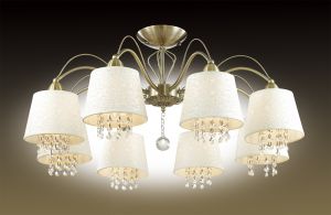Потолочная люстра FONTE бронзовый/абажур ткань/подвески хрусталь E14 8*40W 220V 2916/8C ― ТРИ ПЛАФОНА