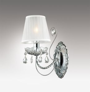 Бра декоративное с абажуром OFENA хром/абажур ткань/хрусталь E14 1*40W 220V 2927/1W ― ТРИ ПЛАФОНА