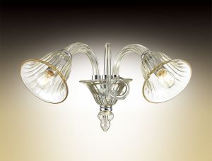 Бра декоративное KEPTIN хром/бежевое стекло в стиле Murano E14 2*40W 220V 2939/2W ― ТРИ ПЛАФОНА
