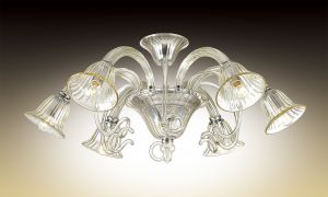 Потолочная люстра KEPTIN хром/бежевое стекло в стиле Murano E14 6*40W 220V 2939/6C ― ТРИ ПЛАФОНА