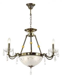 Подвесная люстра "свечи" CANDELIA бронзовый/стекло/хрусталь E14 5*40W 220V 2988/5A ― ТРИ ПЛАФОНА
