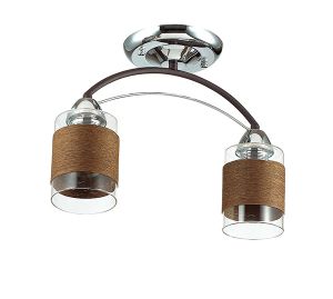 Потолочный светильник FILLA хром/кофе/стекло/декор.тесьма E27 2*60W 220V 3030/2C ― ТРИ ПЛАФОНА