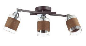 Потолочная люстра FILLA хром/кофе/стекло/декор.тесьма E27 3*60W 220V 3030/3CA ― ТРИ ПЛАФОНА