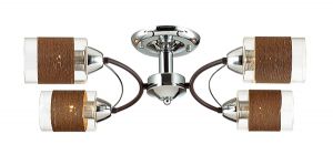 Потолочная люстра FILLA хром/кофе/стекло/декор.тесьма E27 4*60W 220V 3030/4C ― ТРИ ПЛАФОНА