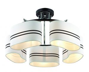 Потолочная люстра IVARA хром/черный/ткань E27 5*40W 220V 3056/5C ― ТРИ ПЛАФОНА