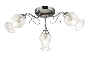 Потолочная люстра FRIZZA хром/стекло/хрусталь E14 3*60W 220V 3075/3C ― ТРИ ПЛАФОНА