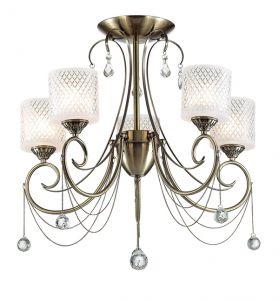 Потолочная люстра CARAFFA бронзовый/стекло/хрусталь  E14 5*40W 220V 3087/5C ― ТРИ ПЛАФОНА