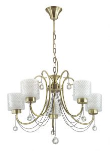 Подвесная люстра CARAFFA бронзовый/стекло/хрусталь  E14 5*40W 220V 3088/5 ― ТРИ ПЛАФОНА