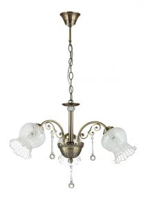 Подвесная люстра CAMELIA бронзовый/стекло/хрусталь  E14 3*40W 220V 3093/3 ― ТРИ ПЛАФОНА