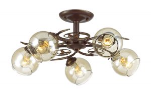 Потолочная люстра CLODINA кофе/стекло E14 5*40W 220V 3100/5C ― ТРИ ПЛАФОНА