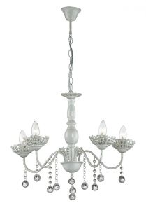 Подвесная люстра "свечи" MALIKA белый/хрусталь E14 5*40W 220V 3101/5 ― ТРИ ПЛАФОНА