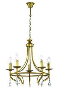 Подвесная люстра "свечи" GOLDENA золотая бронза/хрусталь E14 1*40W 220V 3128/5 ― ТРИ ПЛАФОНА