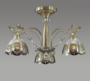 Потолочная люстра CAROLINA бронзовый/стекло с метал.декор/хрусталь E14 3*40W 220V арт.3206/3C ― ТРИ ПЛАФОНА