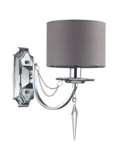 Бра декоративное OFELIA хром/ткань/хрусталь/цепочки E14 1*40W 220V арт.3210/1W ― ТРИ ПЛАФОНА