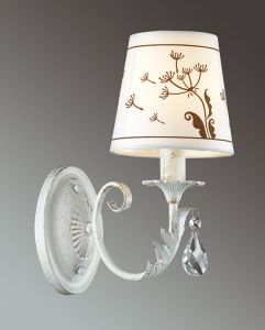 Бра декоративное GABINNA белый/зол.патина/ткань/хрусталь E14 1*40W 220V арт.3219/1W ― ТРИ ПЛАФОНА