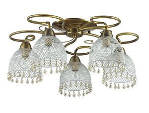 Потолочная люстра AGNESSA бронзовый/металл/искусст.жемчуг E14 5*60W 220V 3269/5C  ― ТРИ ПЛАФОНА