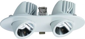 Встраиваемый светильник светодиодный поворотный CARDANI белый LED 2*12W 220V 2000Lm 3000K арт.A1212PL-2WH ― ТРИ ПЛАФОНА