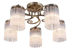 Потолочная люстра SPRUZZO античная бронза/прозрачный E14 5*60W 220V арт.A1576PL-5AB ― ТРИ ПЛАФОНА