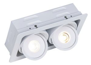 Встраиваемый светильник поворотный светодиодный STUDIO белый LED 2*7W 1330Lm 3000K A3007PL-2WH ― ТРИ ПЛАФОНА
