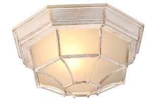 Потолочный светильник уличный PEGASUS бело-золотой E27 1*60W 220V арт.A3121PF-1WG ― ТРИ ПЛАФОНА