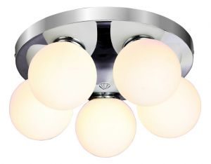 Потолочная люстра влагозащищенная AQUA хром/белый G9 5*33W 220V IP44 арт.A4445PL-5CC ― ТРИ ПЛАФОНА