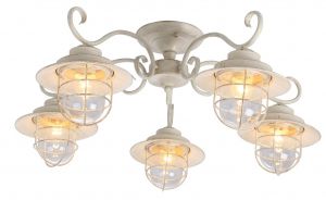 Потолочная люстра LANTERNA бело-золотой E27 5*60W 220V A4579PL-5WG ― ТРИ ПЛАФОНА
