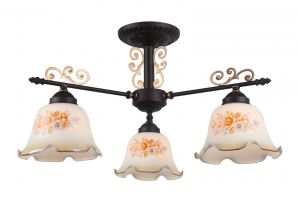 Потолочная люстра AROMA коричневый/белый с узором E27 3*60W 220V арт.A6582PL-3BR ― ТРИ ПЛАФОНА