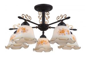 Потолочная люстра AROMA коричневый/белый с узором E27 5*60W 220V арт.A6582PL-5BR ― ТРИ ПЛАФОНА