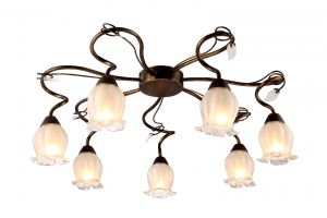 Потолочная люстра GLAMORE коричневый с золотом/белый E14 7*40W 220V арт.A7449PL-7BR ― ТРИ ПЛАФОНА