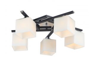 Потолочная люстра VISUALE черный хром/белый E27 5*60W 220V арт.A8165PL-5BK ― ТРИ ПЛАФОНА