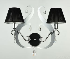 Бра декоративное Mina никель/ткань E14 2*40W 220V арт. ARM900-02-N ― ТРИ ПЛАФОНА
