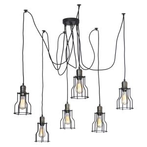 Подвесная люстра LOFT черный/античная латунь E27 6*60W 220V арт.LSP-9310 ― ТРИ ПЛАФОНА